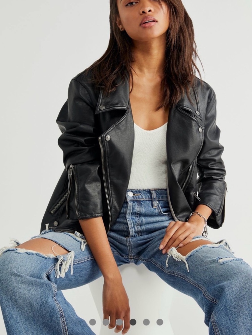 We The Free Jealousy Vegan Moto Jacket with Silver Hardware - Picture 4 of 7